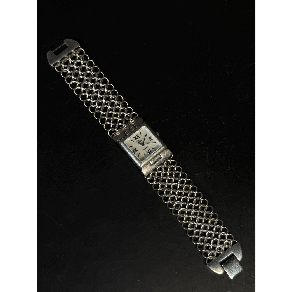 Sterling Silver Aria Quartz Watch Woven Link Band - Picture 7 of 14